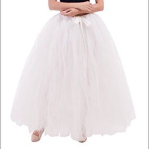 Long white tulle skirt